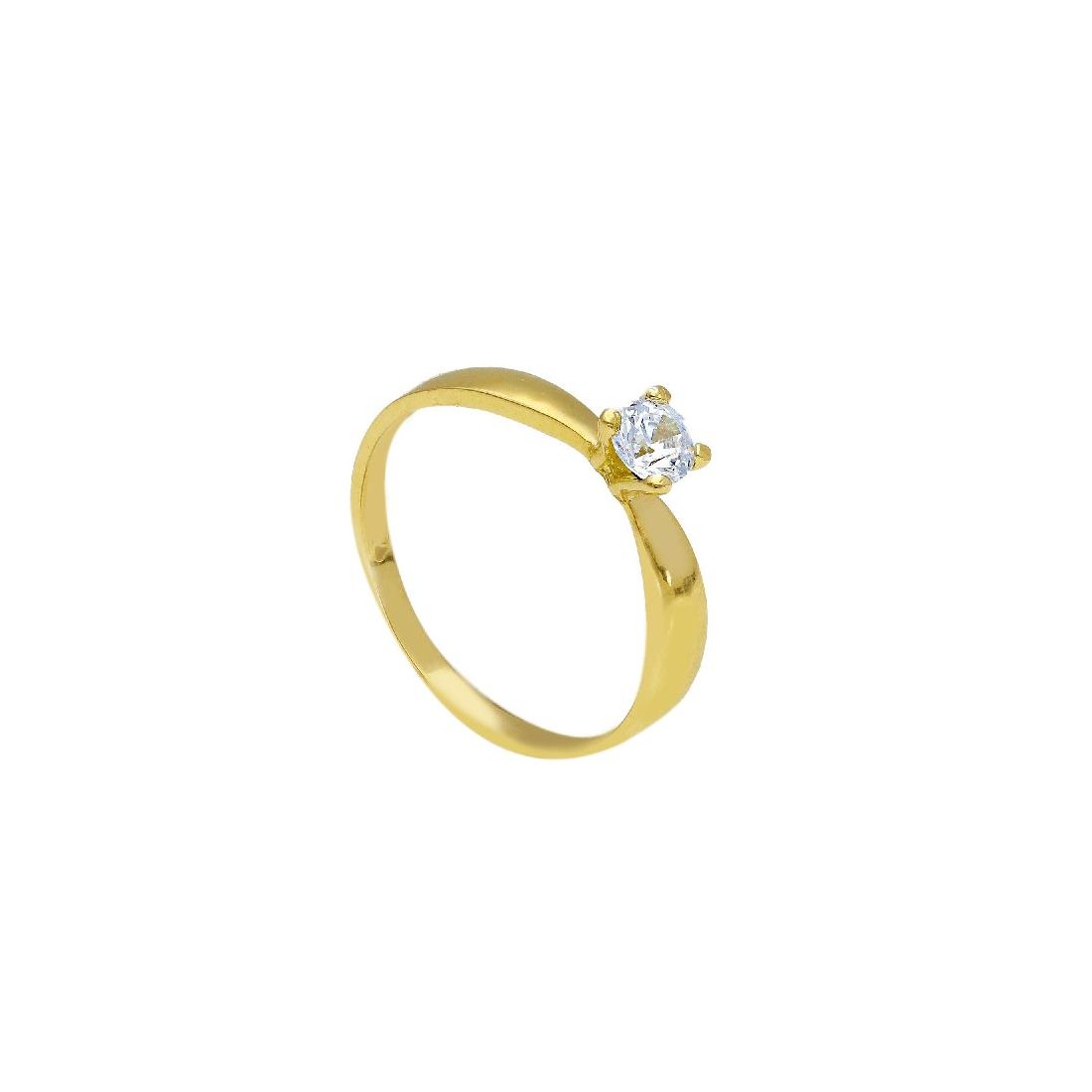 Anello solitario in oro giallo 750/ooo e zirconia cubica