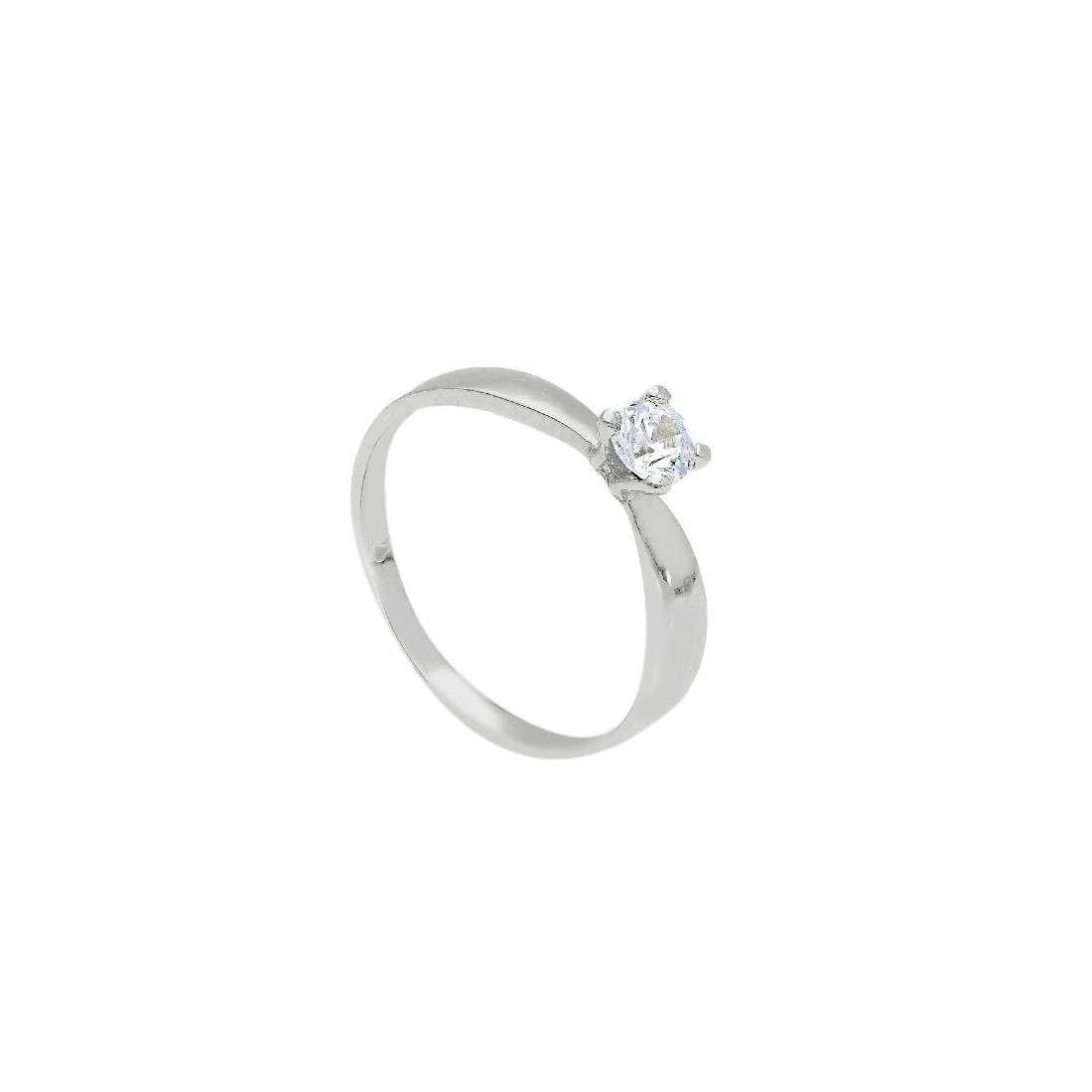 Anello solitario in oro bianco 750/ooo e zirconia cubica