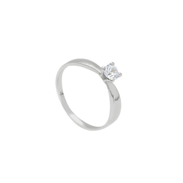 Anello solitario in oro bianco 750/ooo e zirconia cubica