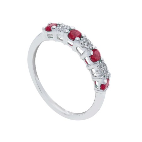 Anello reviere in oro bianco 750/°°° diamante e rubino