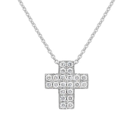 Girocollo in oro bianco 750/°°° e diamante con croce