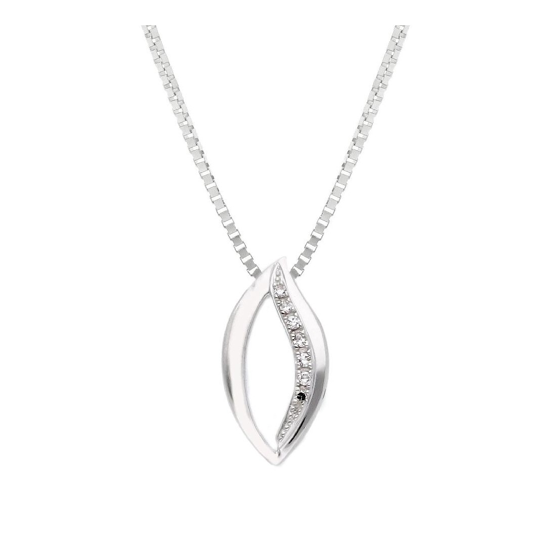 Girocollo in oro bianco 375/°°° e diamante