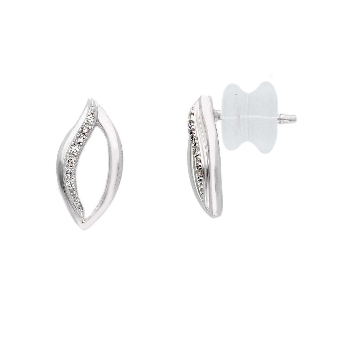 Orecchini lobo in oro bianco 375/°°° e diamante