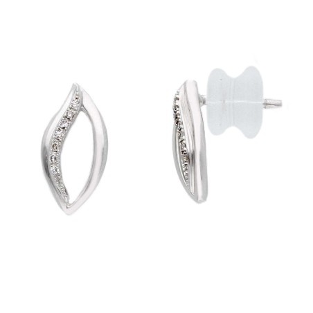 Orecchini lobo in oro bianco 375/°°° e diamante