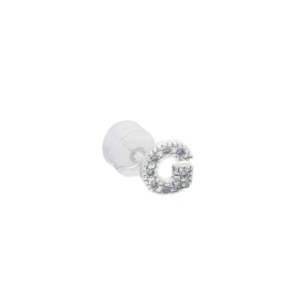 Mono orecchino in oro bianco 375/°°° e diamante con iniziale