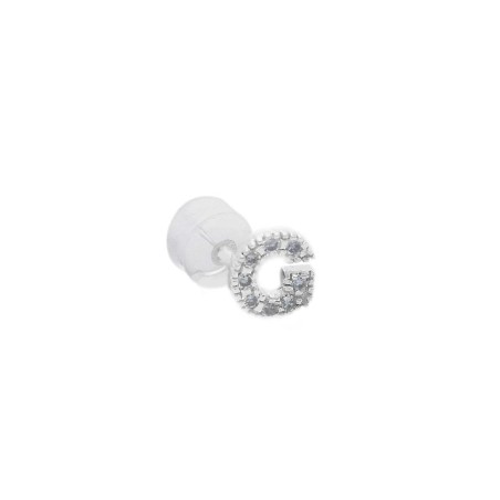 Mono orecchino in oro bianco 375/°°° e diamante con iniziale