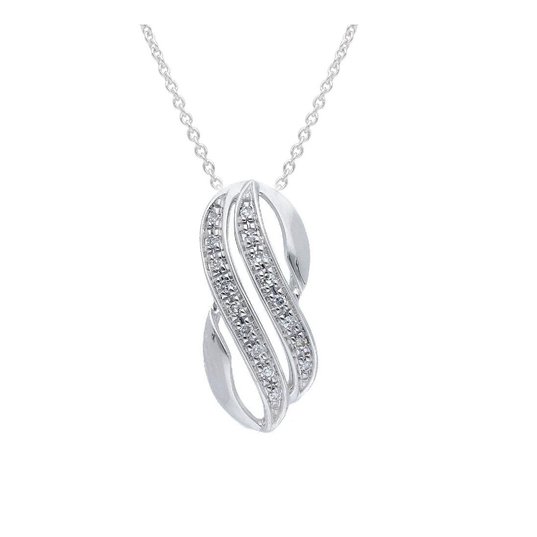 Girocollo in oro bianco 375/°°° e diamante
