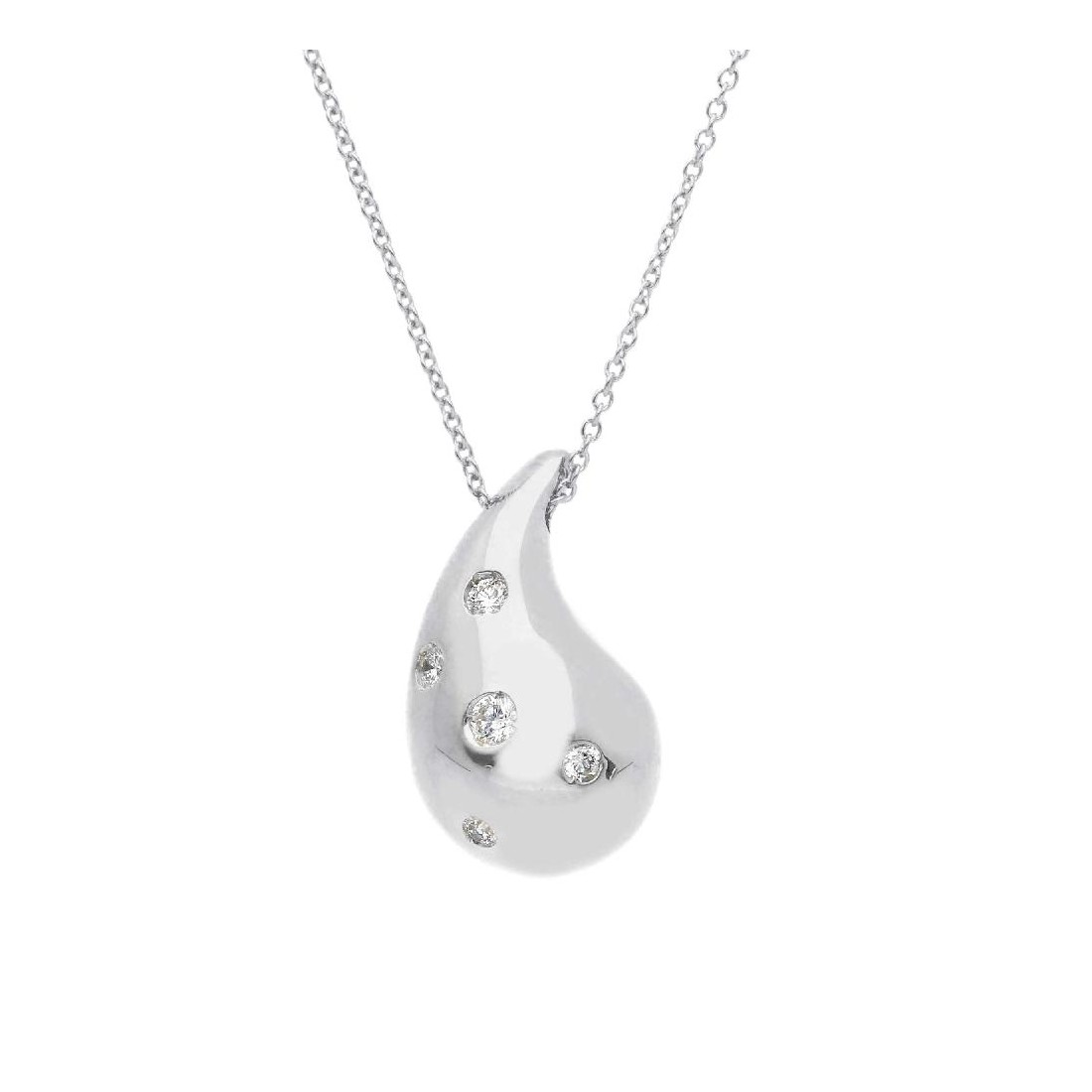 Girocollo in oro bianco 375/°°° e diamante con goccia