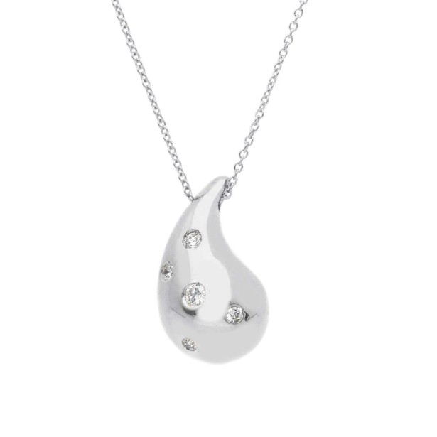 Girocollo in oro bianco 375/°°° e diamante con goccia