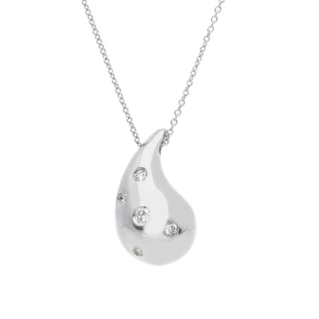 Girocollo in oro bianco 375/°°° e diamante con goccia