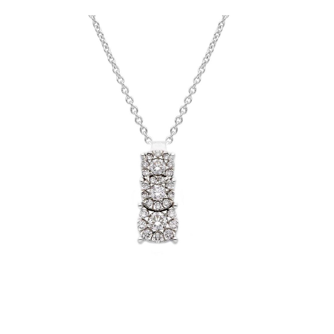Girocollo trilogy in oro bianco 375/ooo con diamanti