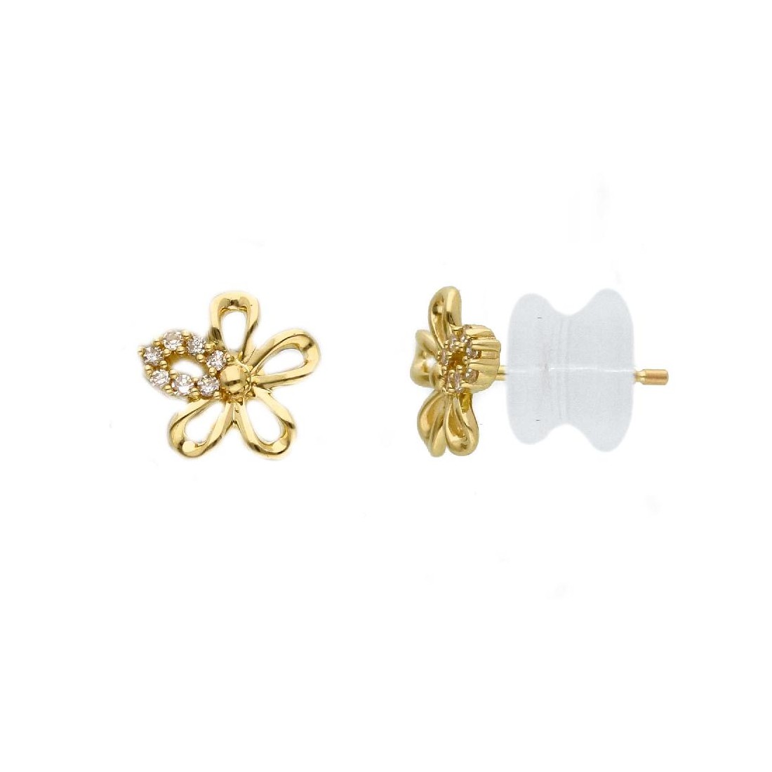 Orecchini lobo in oro giallo 375/ooo con diamanti