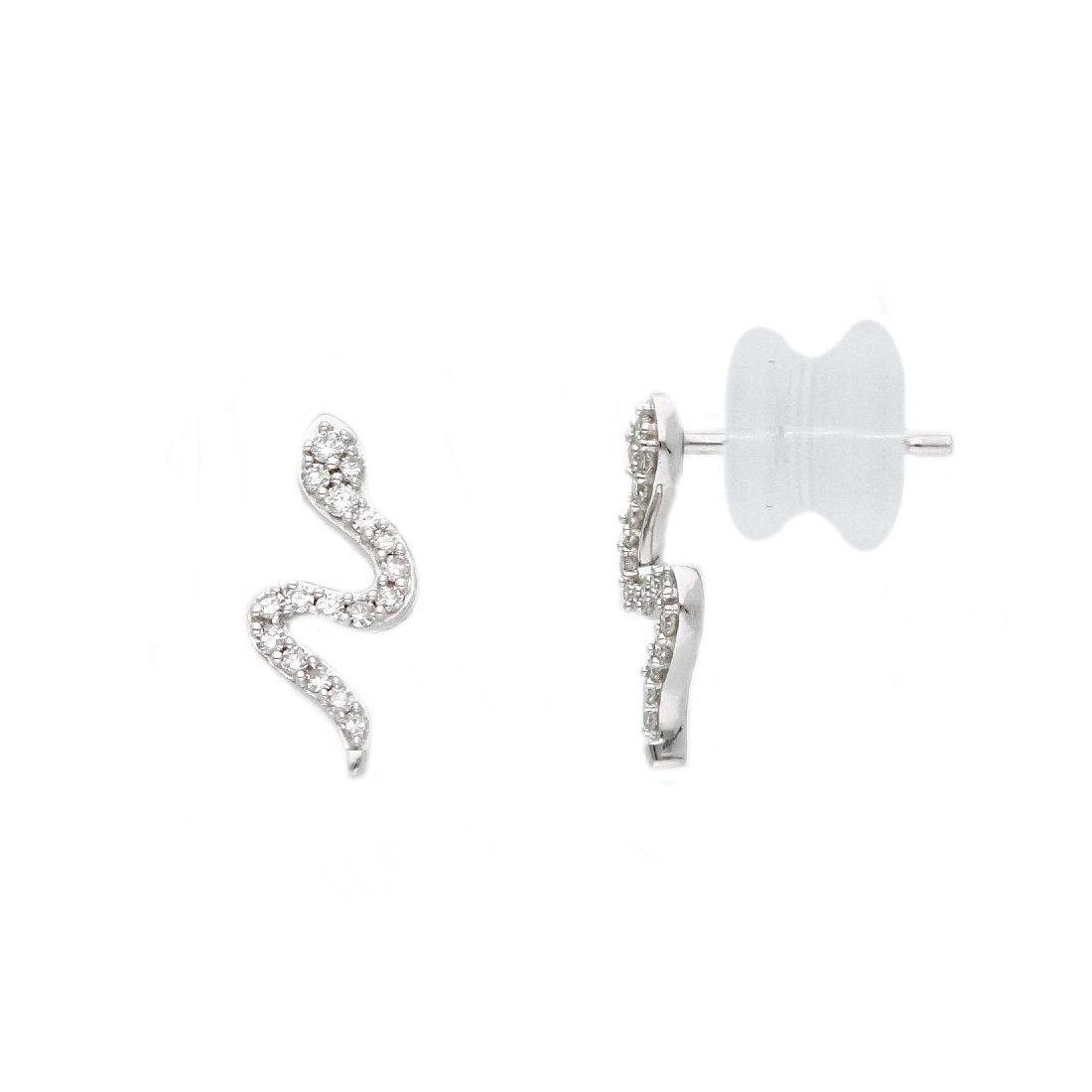 Orecchini lobo in oro bianco 375/ooo con diamanti