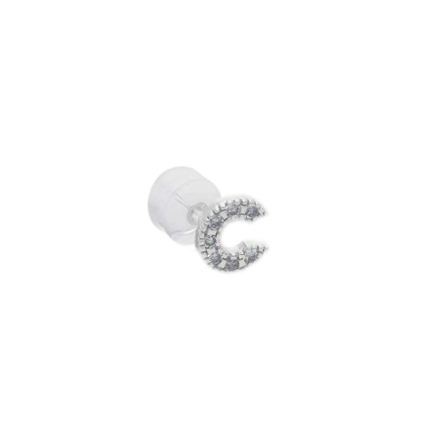 Mono orecchino in oro bianco 375/°°° e diamante con iniziale