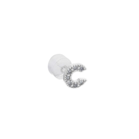 Mono orecchino in oro bianco 375/°°° e diamante con iniziale