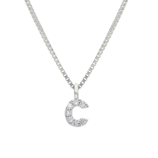 Girocollo in oro bianco 375/°°° e diamante con iniziale