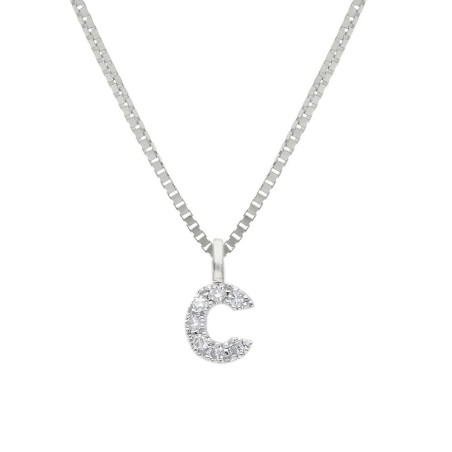 Girocollo in oro bianco 375/°°° e diamante con iniziale