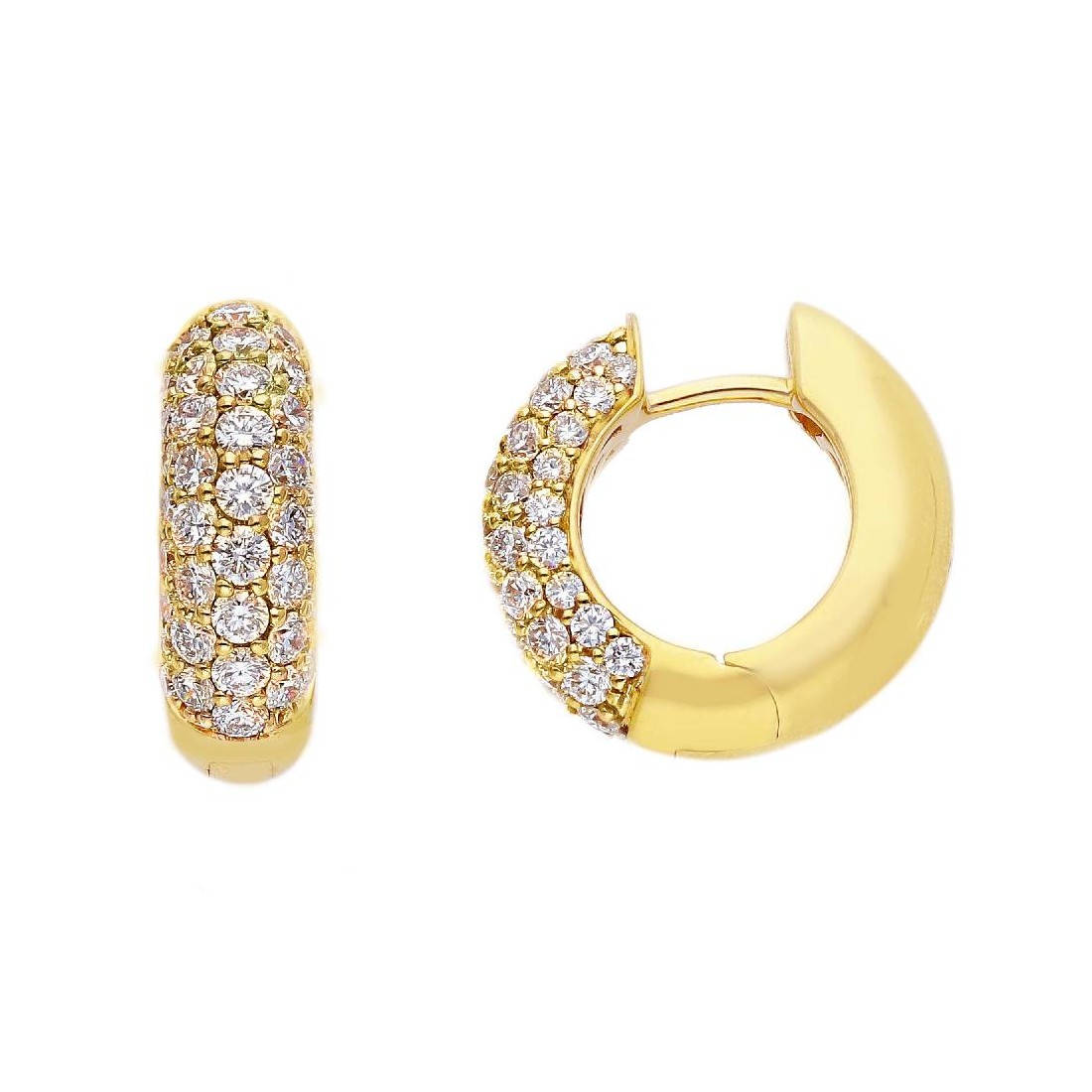 Orecchini cerchio in oro giallo 750/ooo con diamante naturale