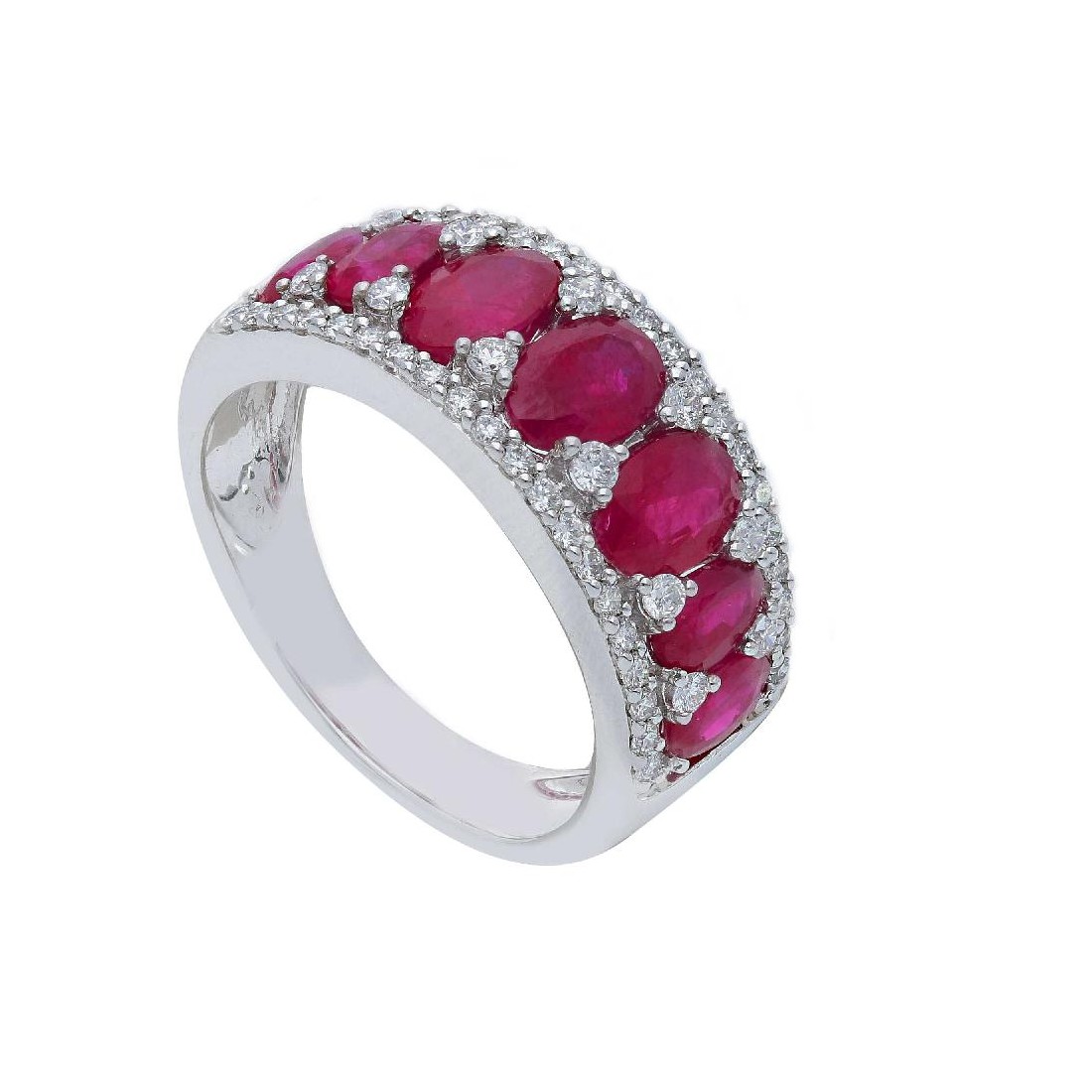 Anello in oro bianco 750/ooo con rubino e diamante naturale