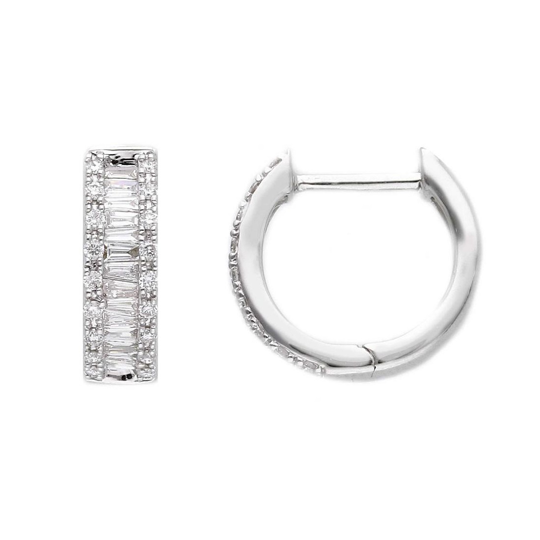 Orecchini cerchio in oro bianco 750/ooo con diamante naturale