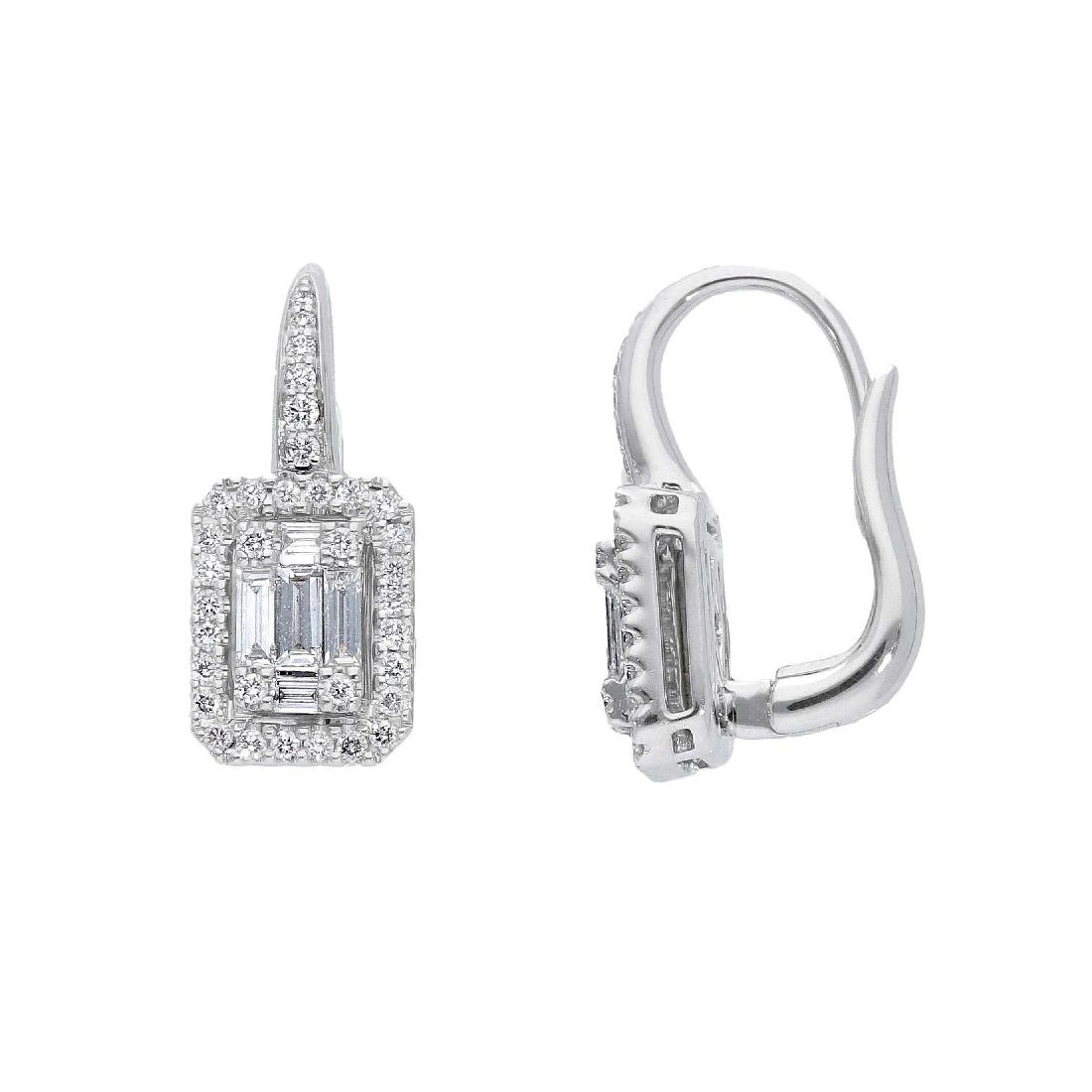Orecchini monachella in oro bianco 750/ooo con diamante naturale