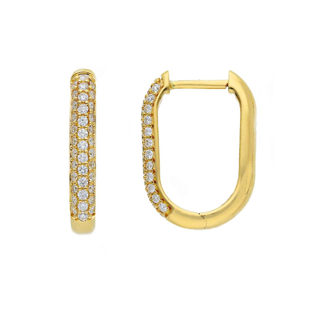 Orecchini cerchio in oro giallo 750/ooo con diamante naturale