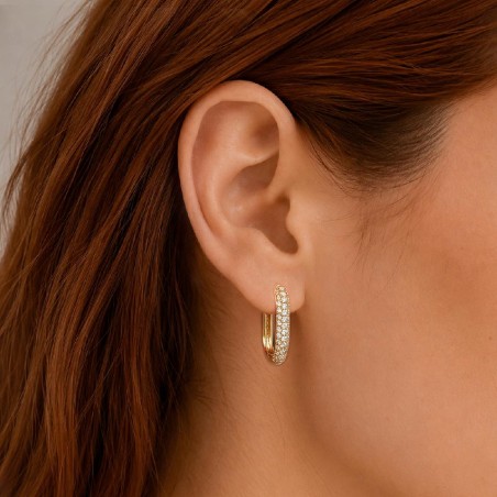Orecchini cerchio in oro giallo 750/ooo con diamante naturale