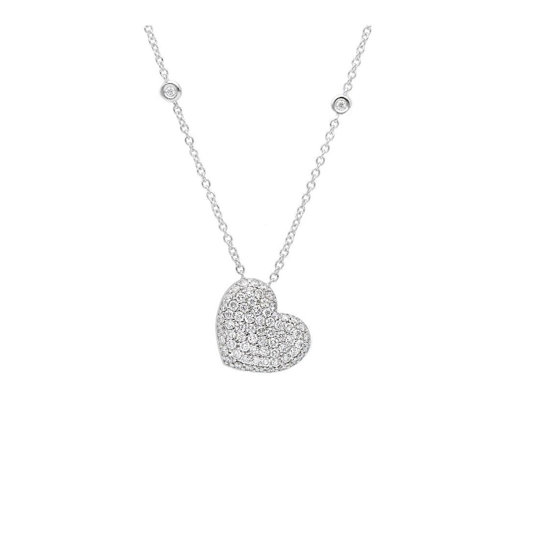Girocollo in oro bianco 750/ooo e diamante naturale con cuore