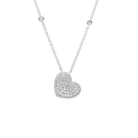 Girocollo in oro bianco 750/ooo e diamante naturale con cuore