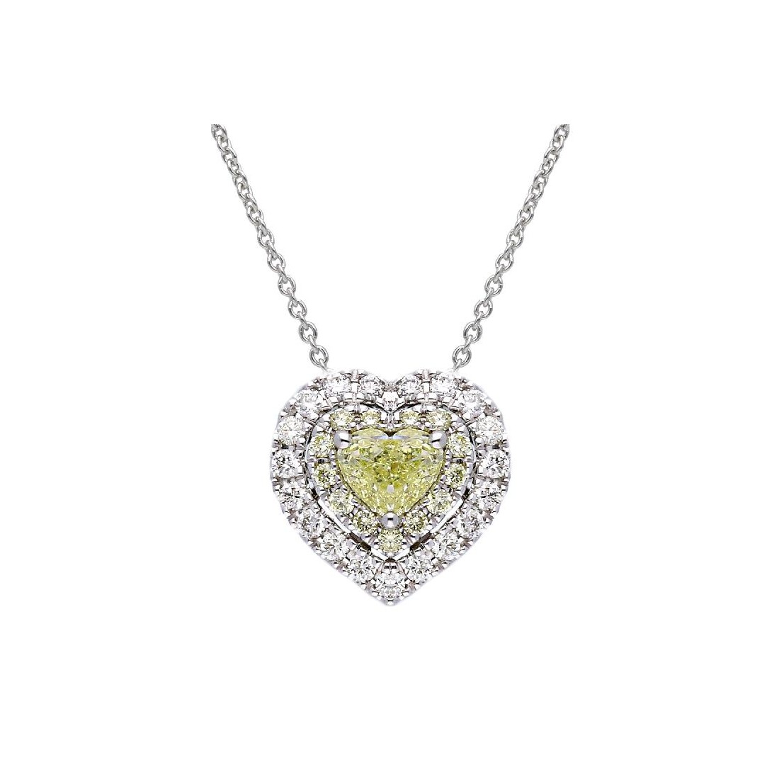 Girocollo in oro bianco 750/ooo con diamante naturale fancy e bianco