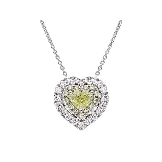 Girocollo in oro bianco 750/ooo con diamante naturale fancy e bianco