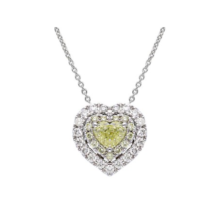 Girocollo in oro bianco 750/ooo con diamante naturale fancy e bianco