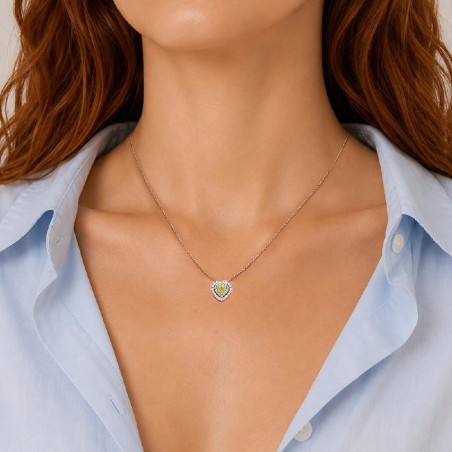 Girocollo in oro bianco 750/ooo con diamante naturale fancy e bianco