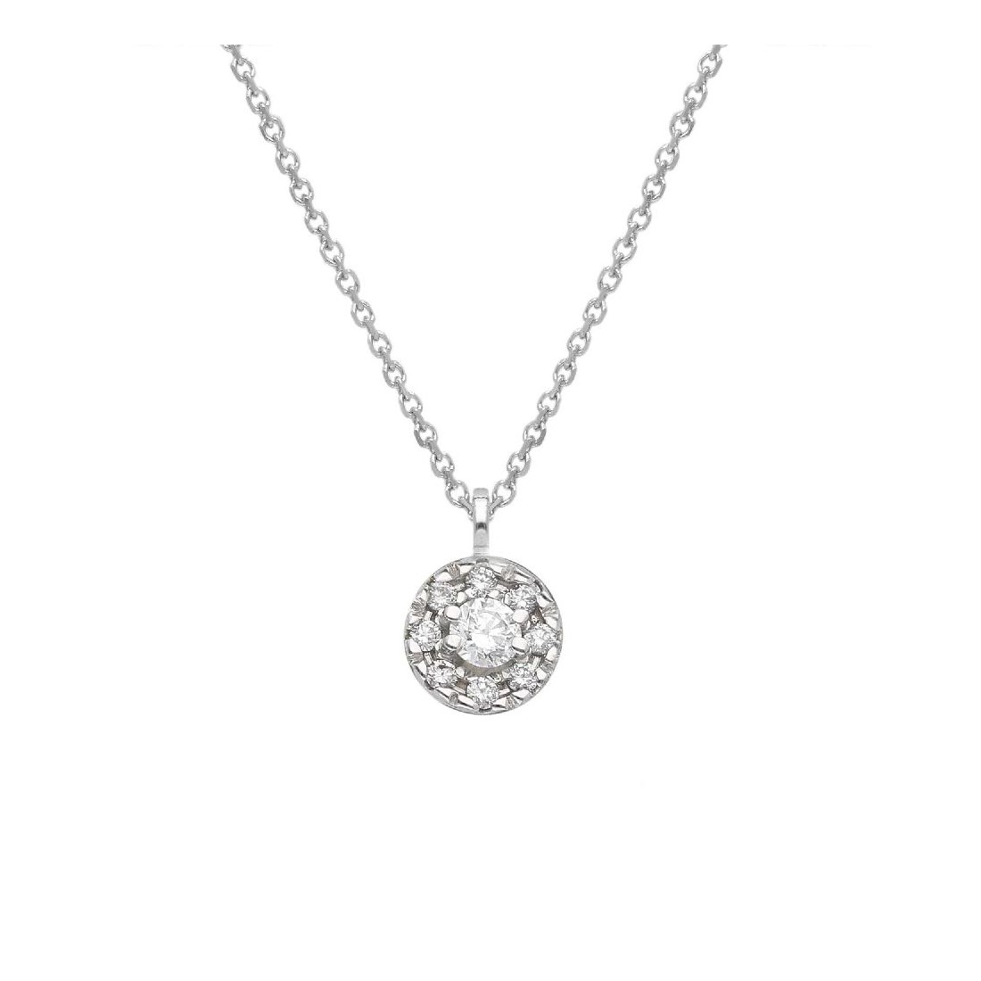 Girocollo in oro bianco 375/ooo con diamante naturale