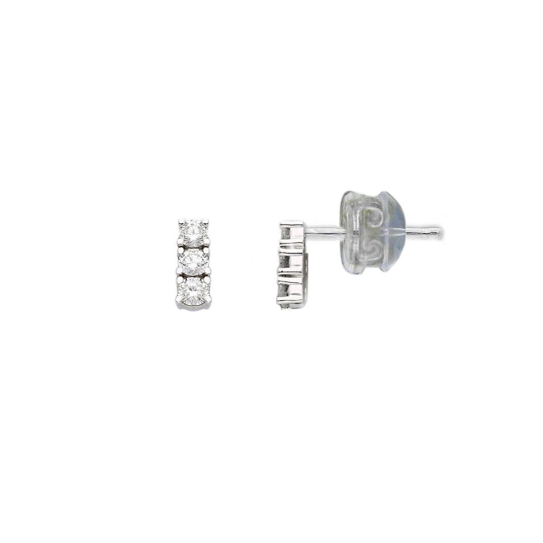 Orecchini lobo in oro bianco 375/ooo con diamantenaturale
