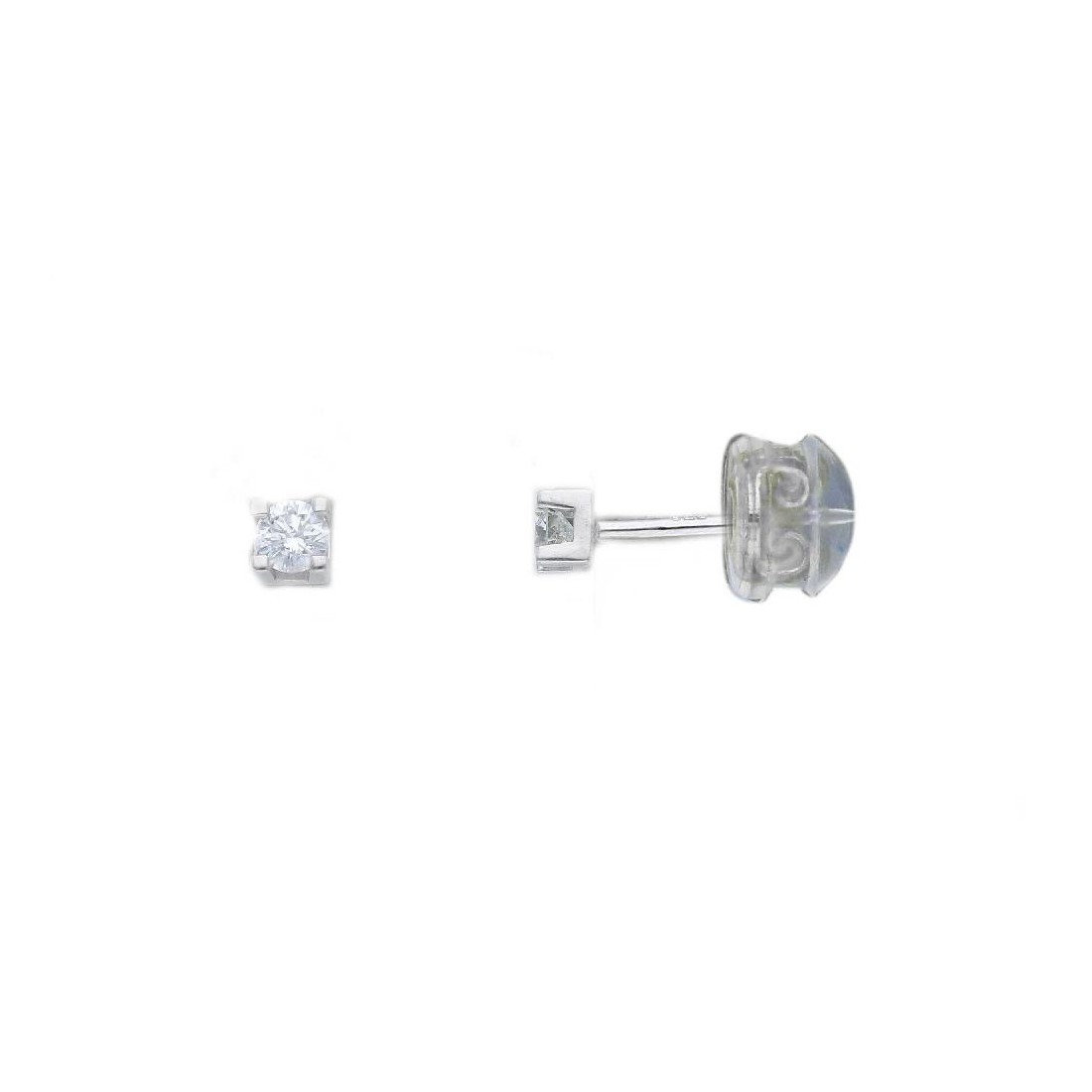 Orecchini lobo in oro bianco 375/ooo con diamante naturale