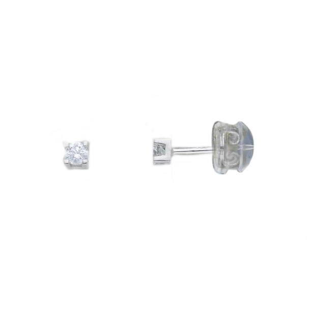 Orecchini lobo in oro bianco 375/ooo con diamante naturale