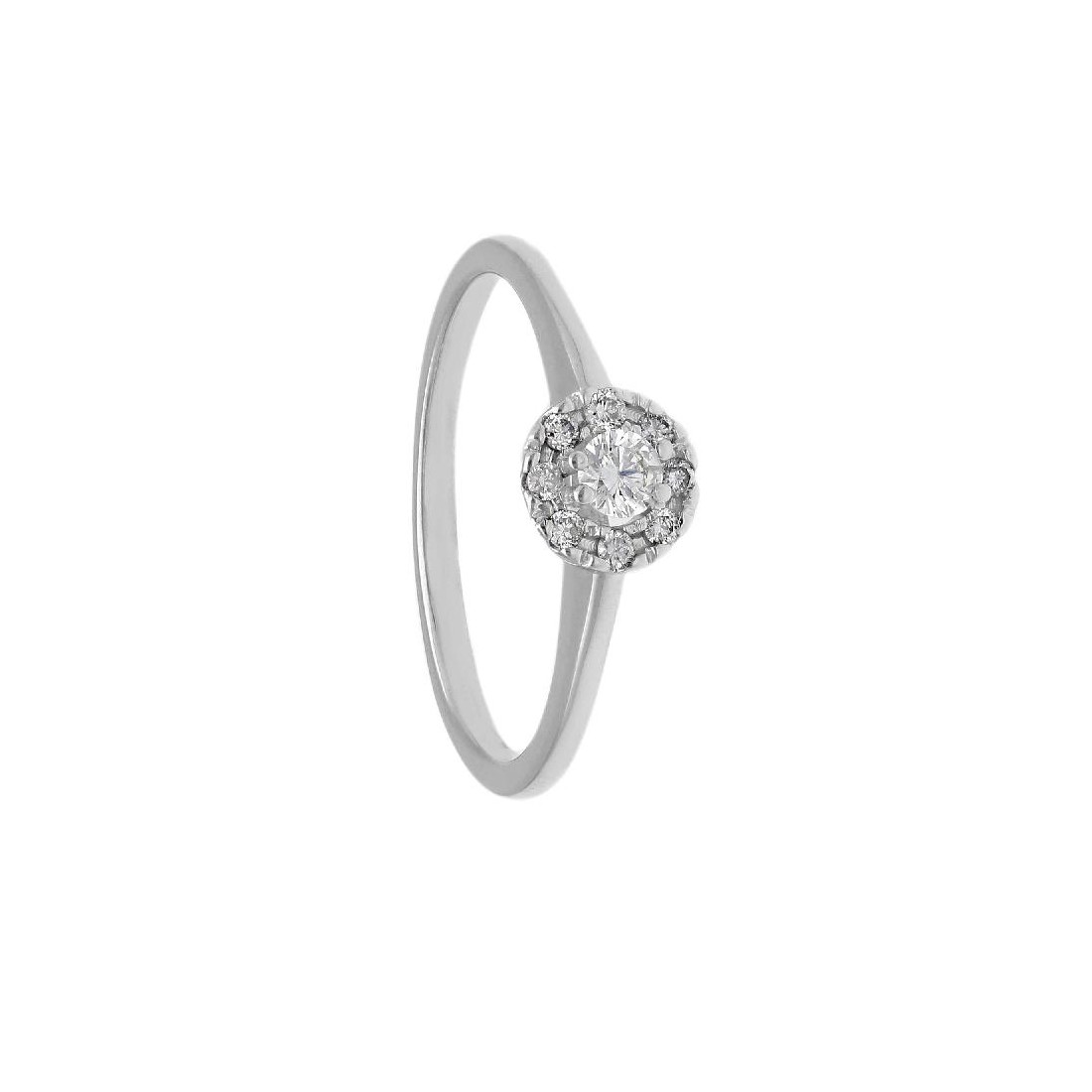 Anello in oro bianco 375/ooo con diamante naturale