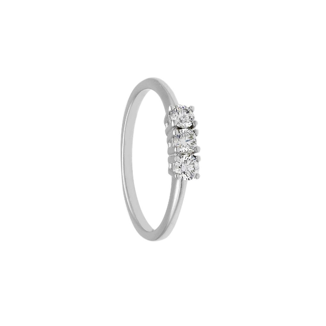 Anello trilogy in oro bianco 375/ooo con diamantenaturale