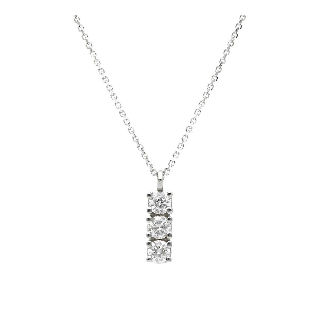 Girocollo trilogy in oro bianco 375/ooo con diamante naturale