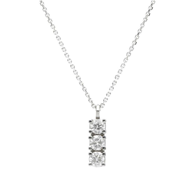 Girocollo trilogy in oro bianco 375/ooo con diamante naturale