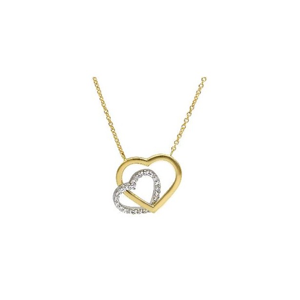 Girocollo in oro giallo e bianco 375/ooo e zirconia cubica con cuore