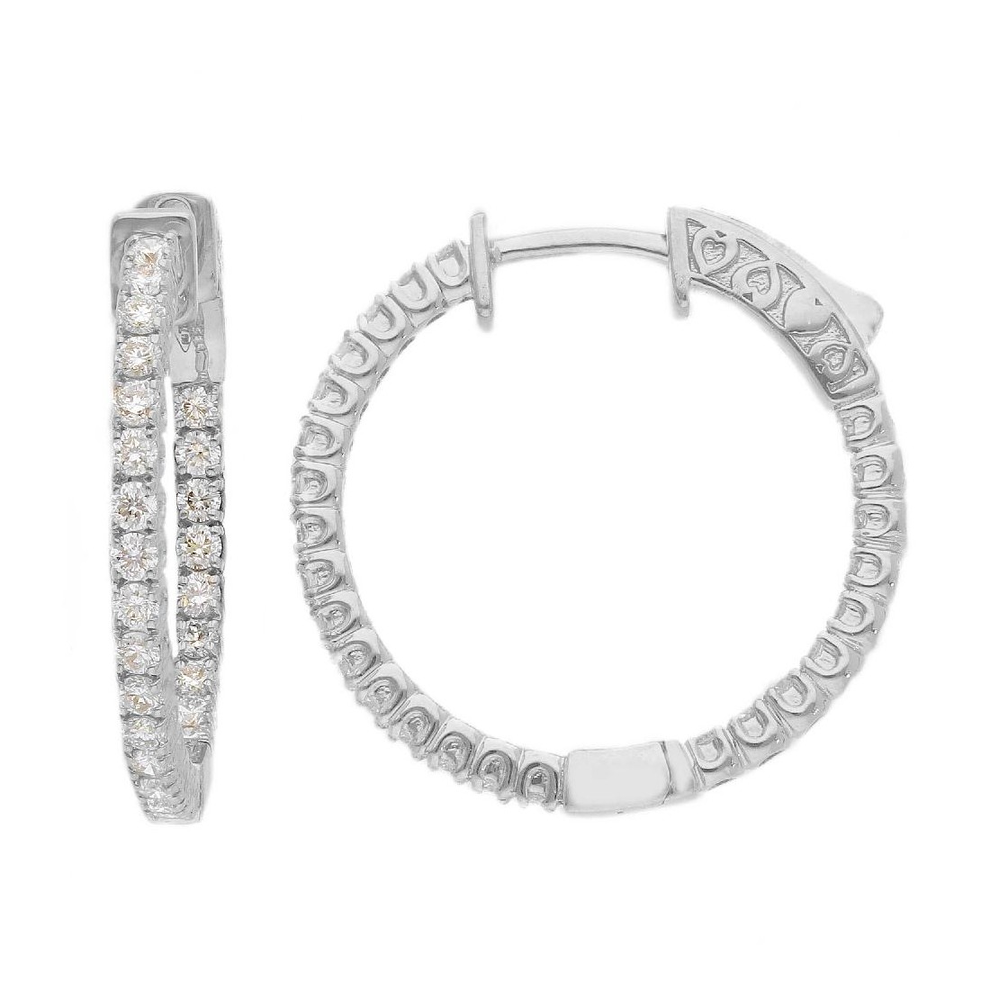 Orecchini cerchio in oro bianco 750/ooo con diamante naturale