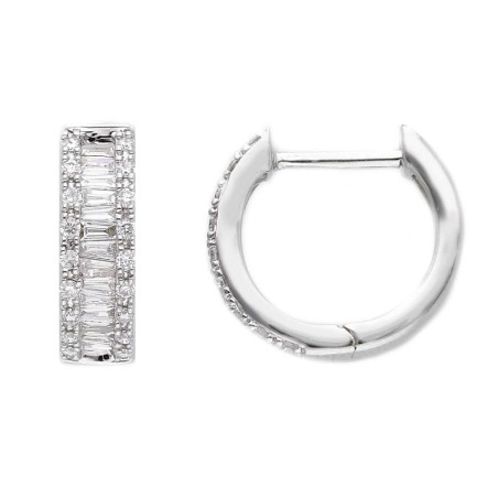 Orecchini cerchio in oro bianco 750/ooo con diamante naturale