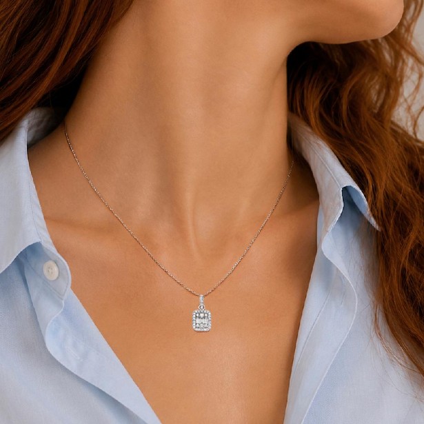 Girocollo in oro bianco 750/ooo con diamante naturale