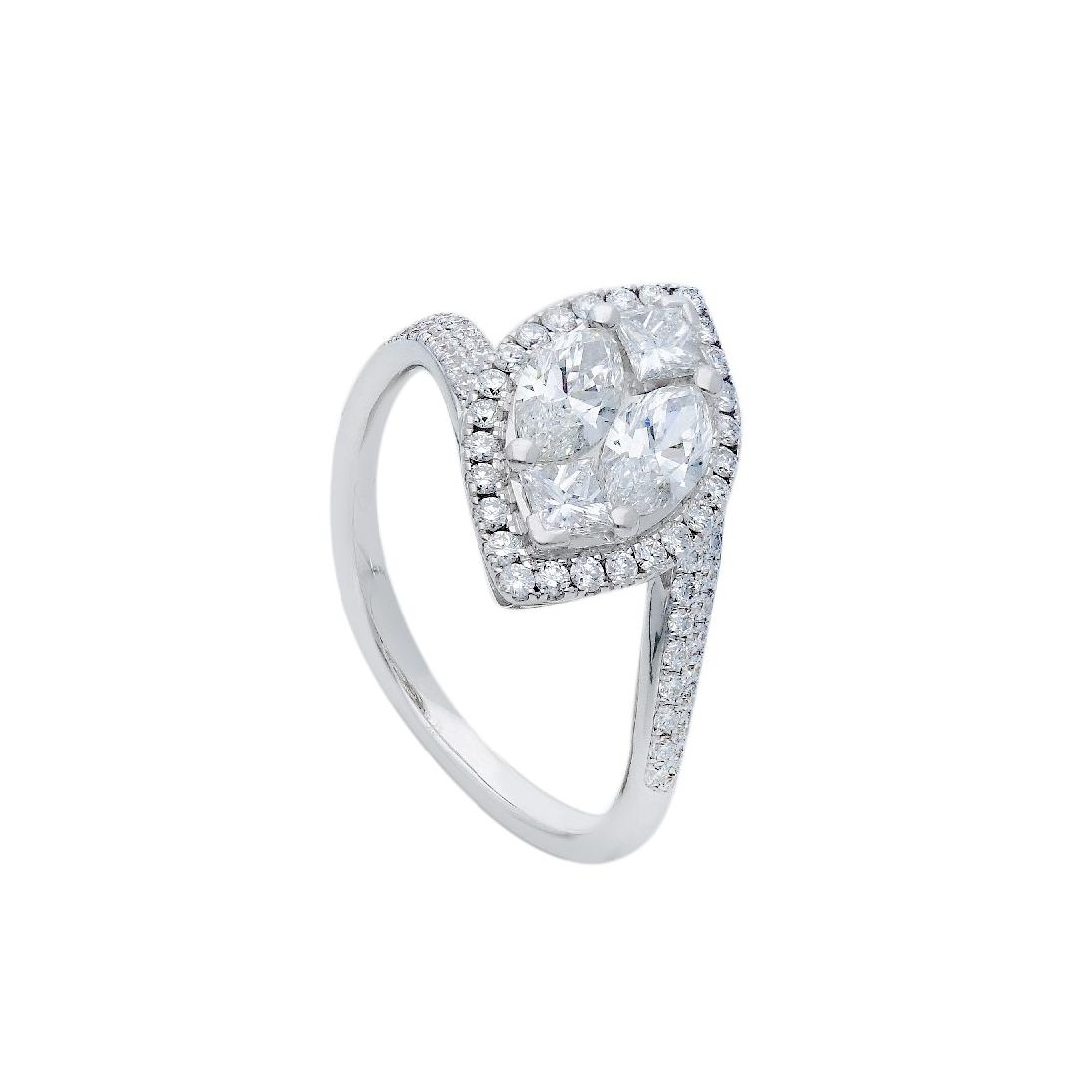 Anello in oro bianco 750/ooo con diamante naturale