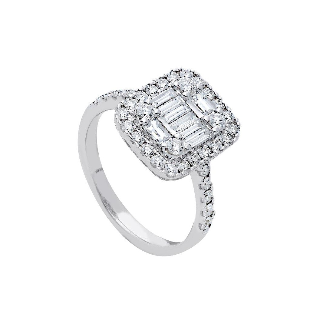Anello in oro bianco 750/ooo con diamanti naturali
