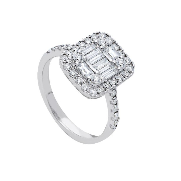 Anello in oro bianco 750/ooo con diamanti naturali