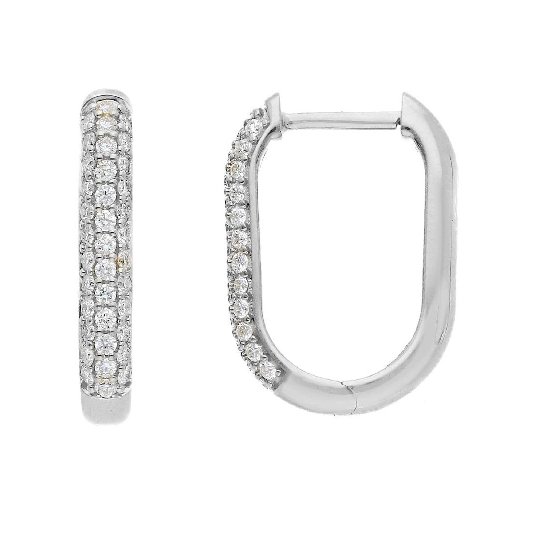 Orecchini cerchio in oro bianco 750/ooo con diamante naturale