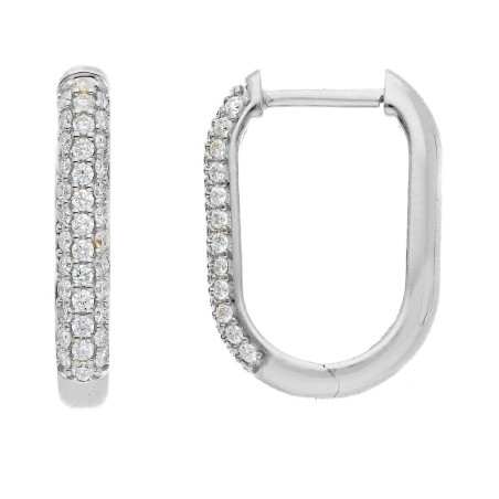 Orecchini cerchio in oro bianco 750/ooo con diamante naturale
